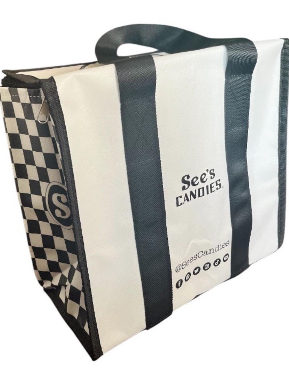 ♥️See's Candies Cooler Bag, Large Capacity, Checkerboard Pattern, USA - Picture 3 of 3
